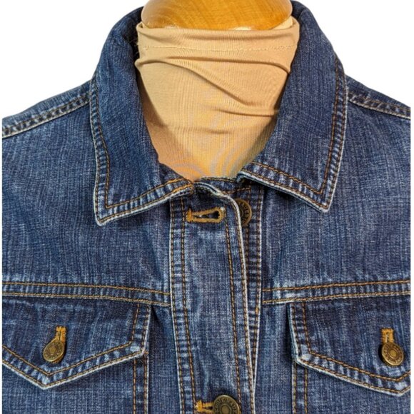 EDDIE BAUER Classic Four Pocket Mid Length Jean Jacket Medium Wash Size Small - Picture 3 of 13